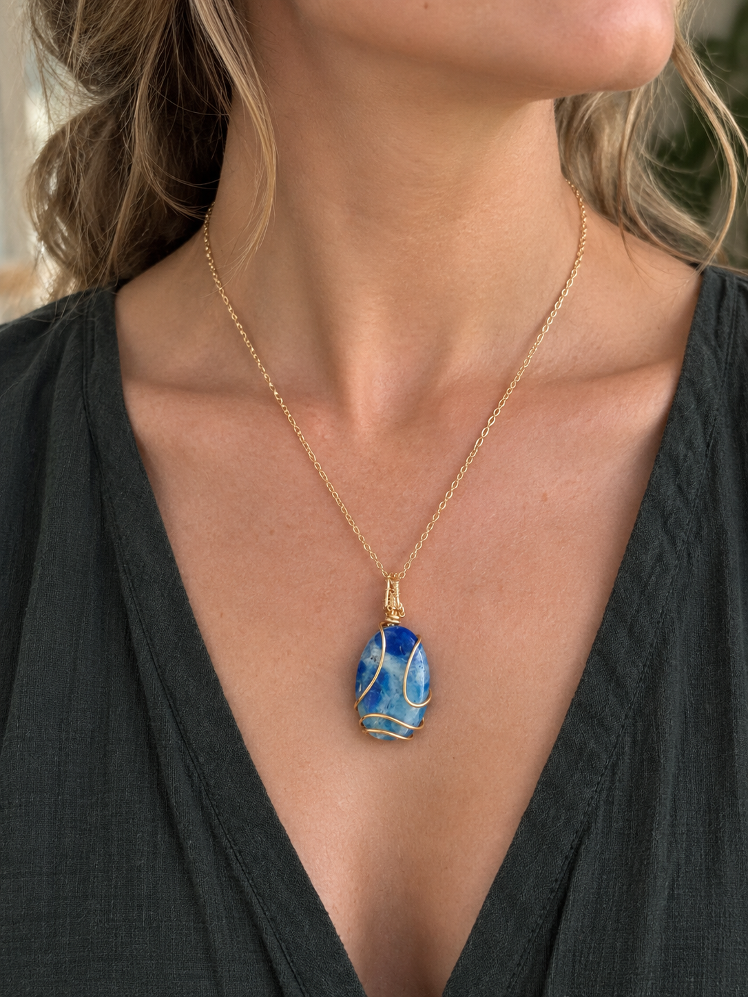 Rare Afghanite Pendant | Gold Filled Chain