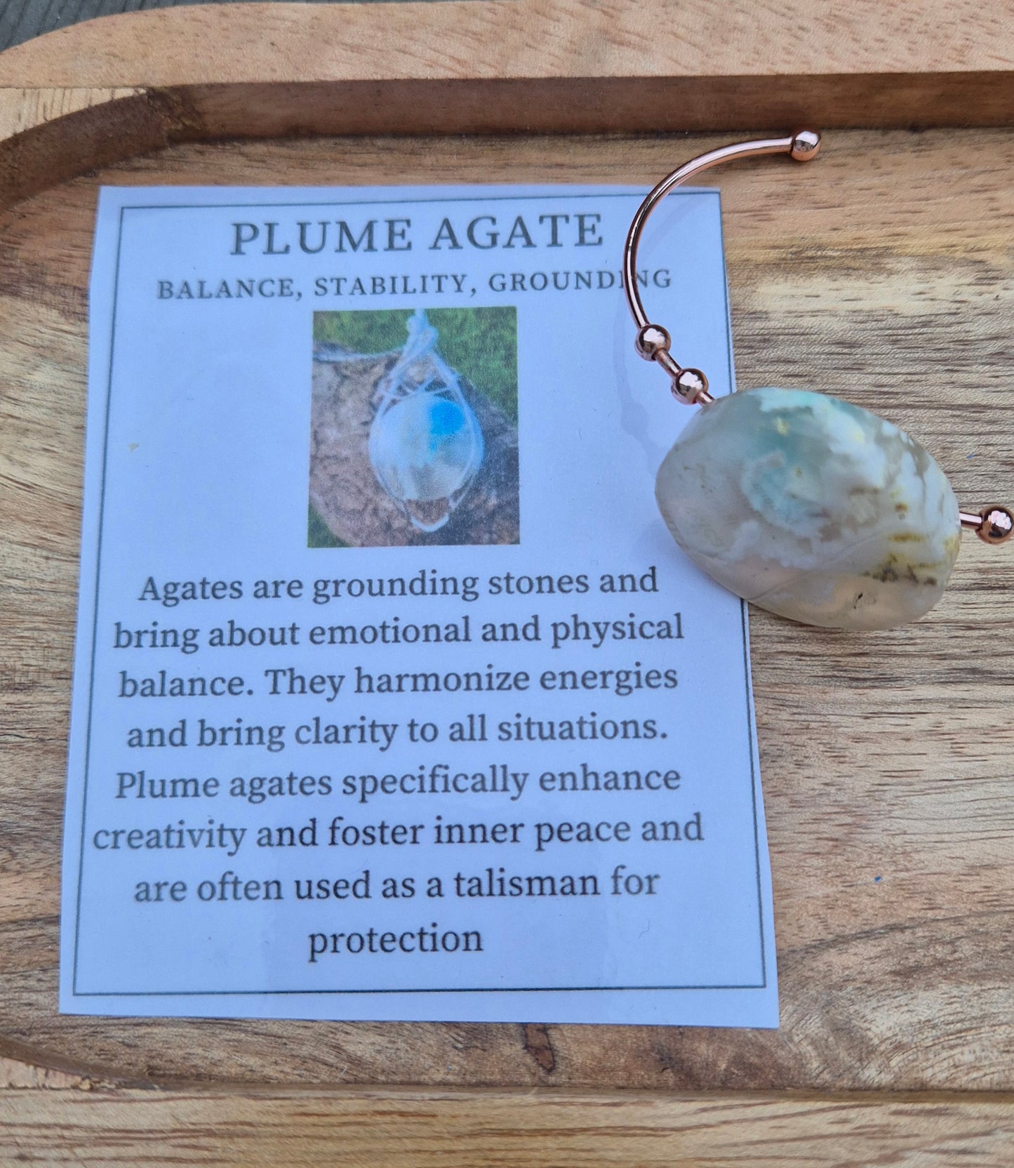Plume Agate Rose Gold Cuff Bracelet