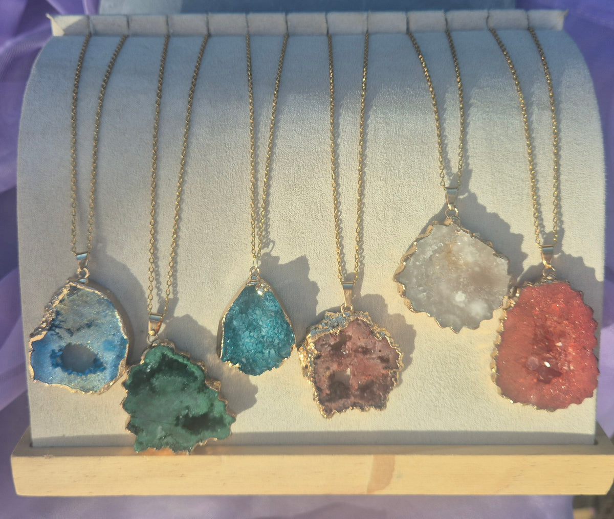 Teal Druzy Pendant Necklace