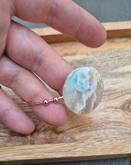 Plume Agate Rose Gold Cuff Bracelet