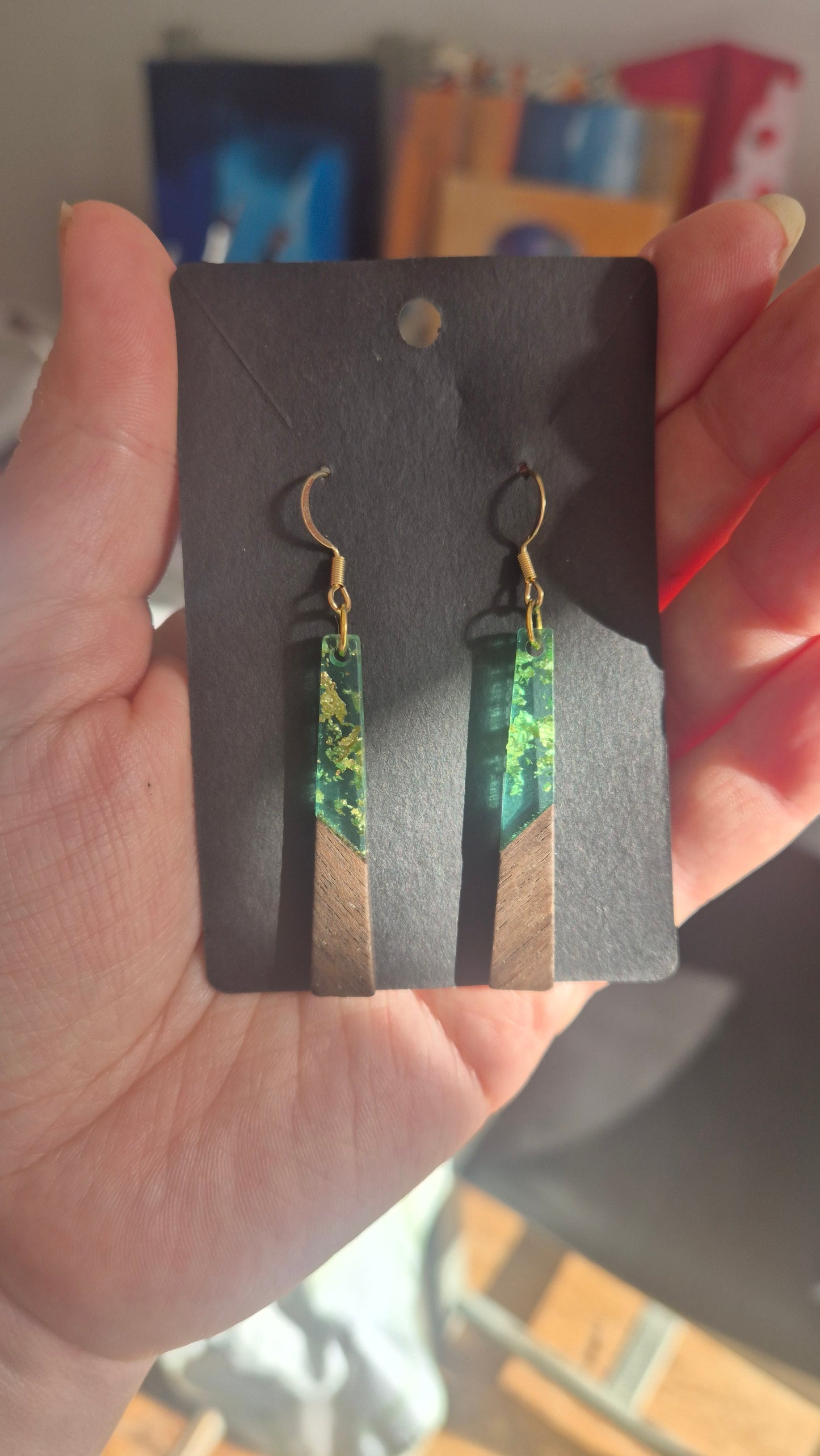 Gráinne Earrings – Resin & Wood Statement Drops