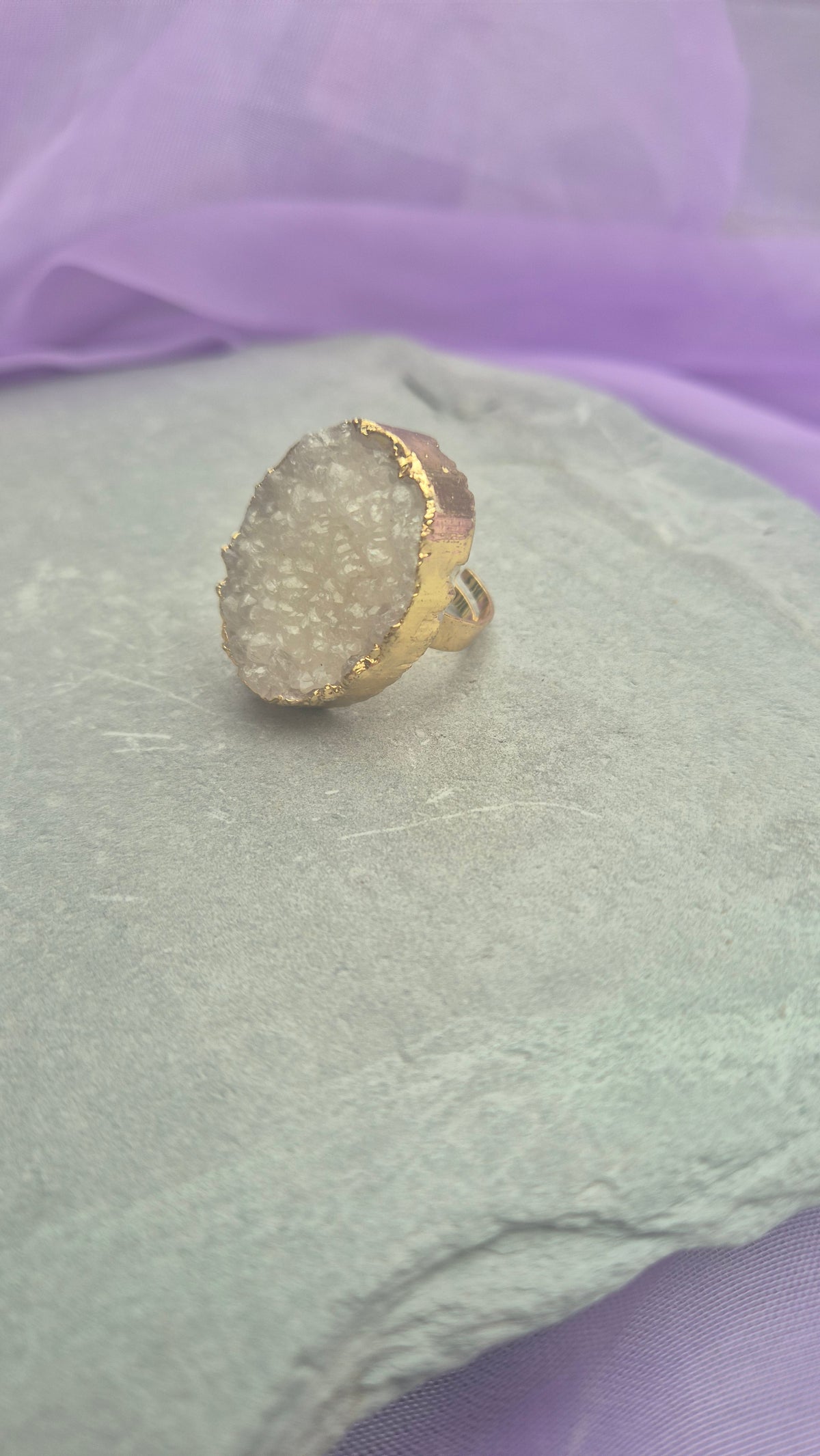 White Druzy Ring