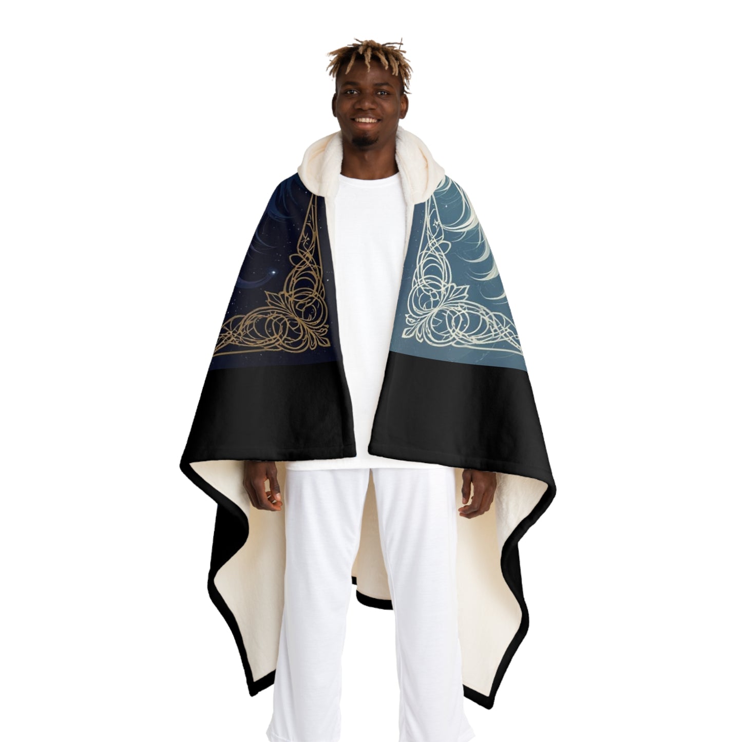 Dual Lion Fleece Blanket  | Cosmic Day & Night Lion Design, Mystical Celestial Throw