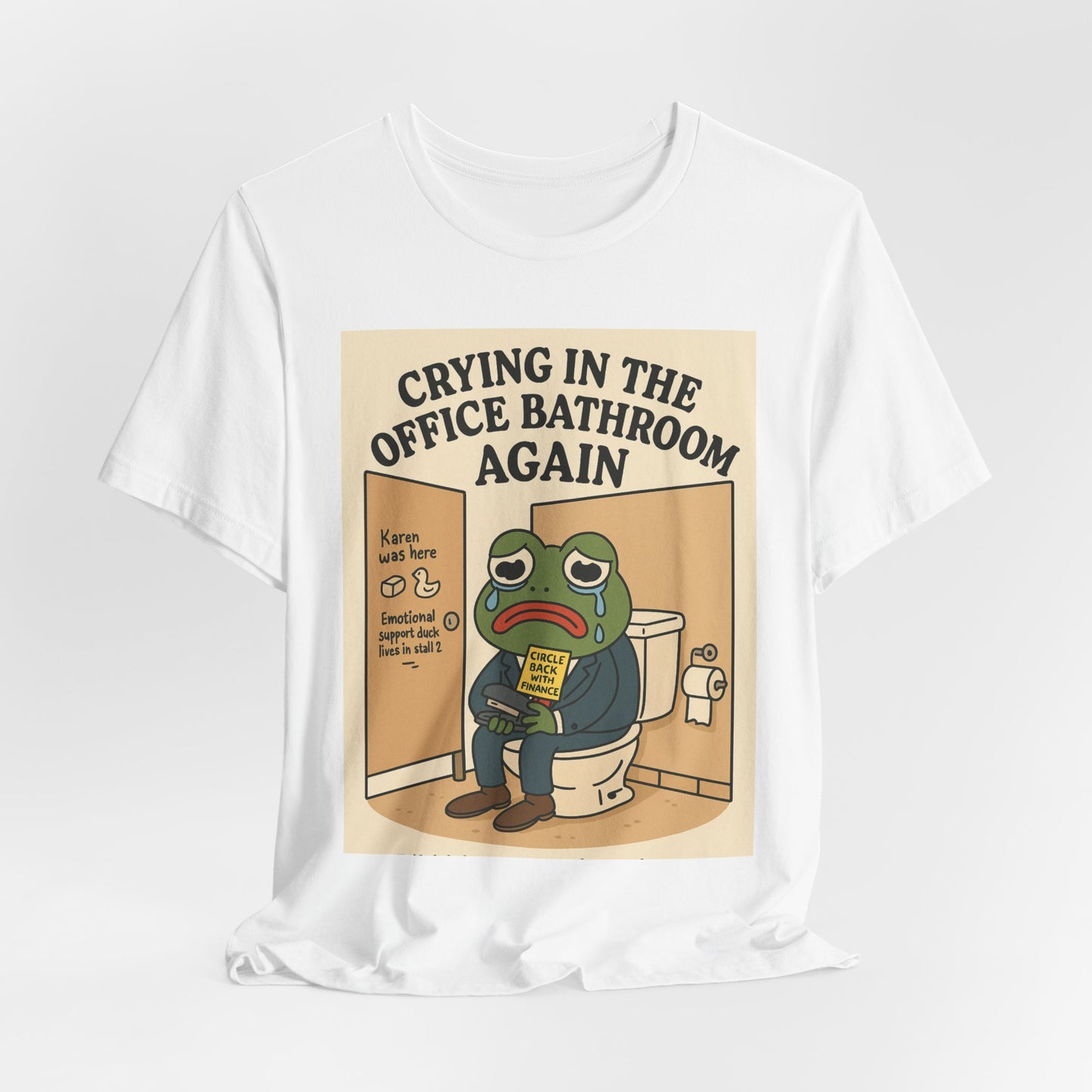 Crying Frog Tee - Unisex Short Sleeve Shirt, Funny Office Humor, Gift for Coworkers, Stress Relief Apparel, Quirky Graphic T-Shirt