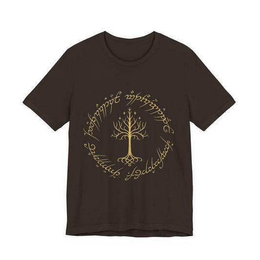 Gondor Tree Tee, Elvish Shirt, Fantasy Short Sleeve Top, Middle Earth Inspired Tee, Tolkien Fan Gift, Unisex Graphic T-Shirt