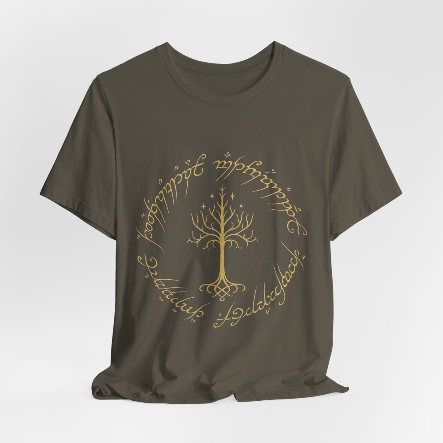 Gondor Tree Tee, Elvish Shirt, Fantasy Short Sleeve Top, Middle Earth Inspired Tee, Tolkien Fan Gift, Unisex Graphic T-Shirt