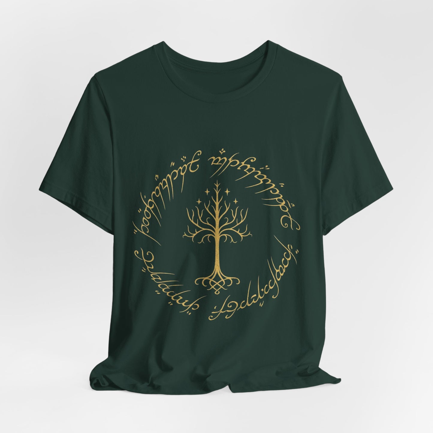 Gondor Tree Tee, Elvish Shirt, Fantasy Short Sleeve Top, Middle Earth Inspired Tee, Tolkien Fan Gift, Unisex Graphic T-Shirt