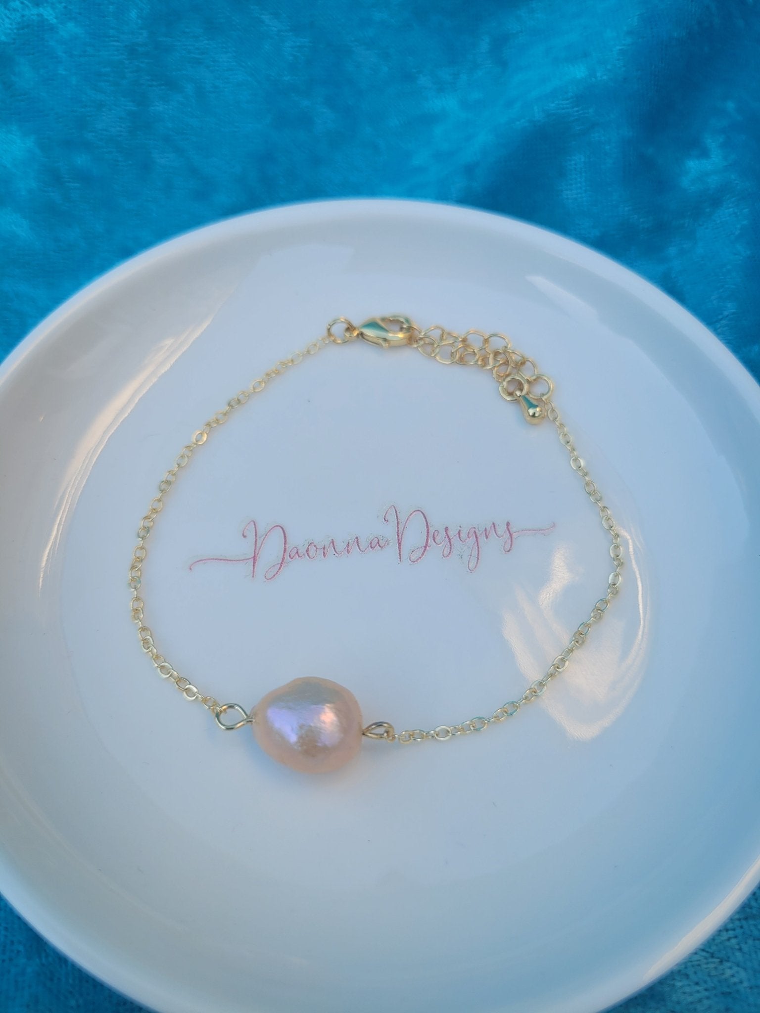 Gold Pink Pearl Bracelet - Daonna Designs