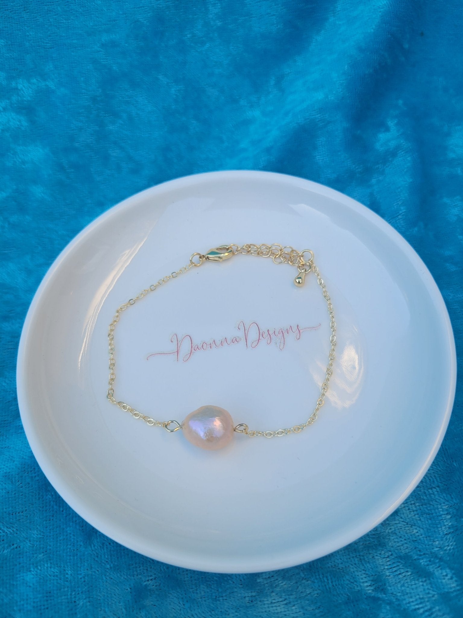 Gold Pink Pearl Bracelet - Daonna Designs