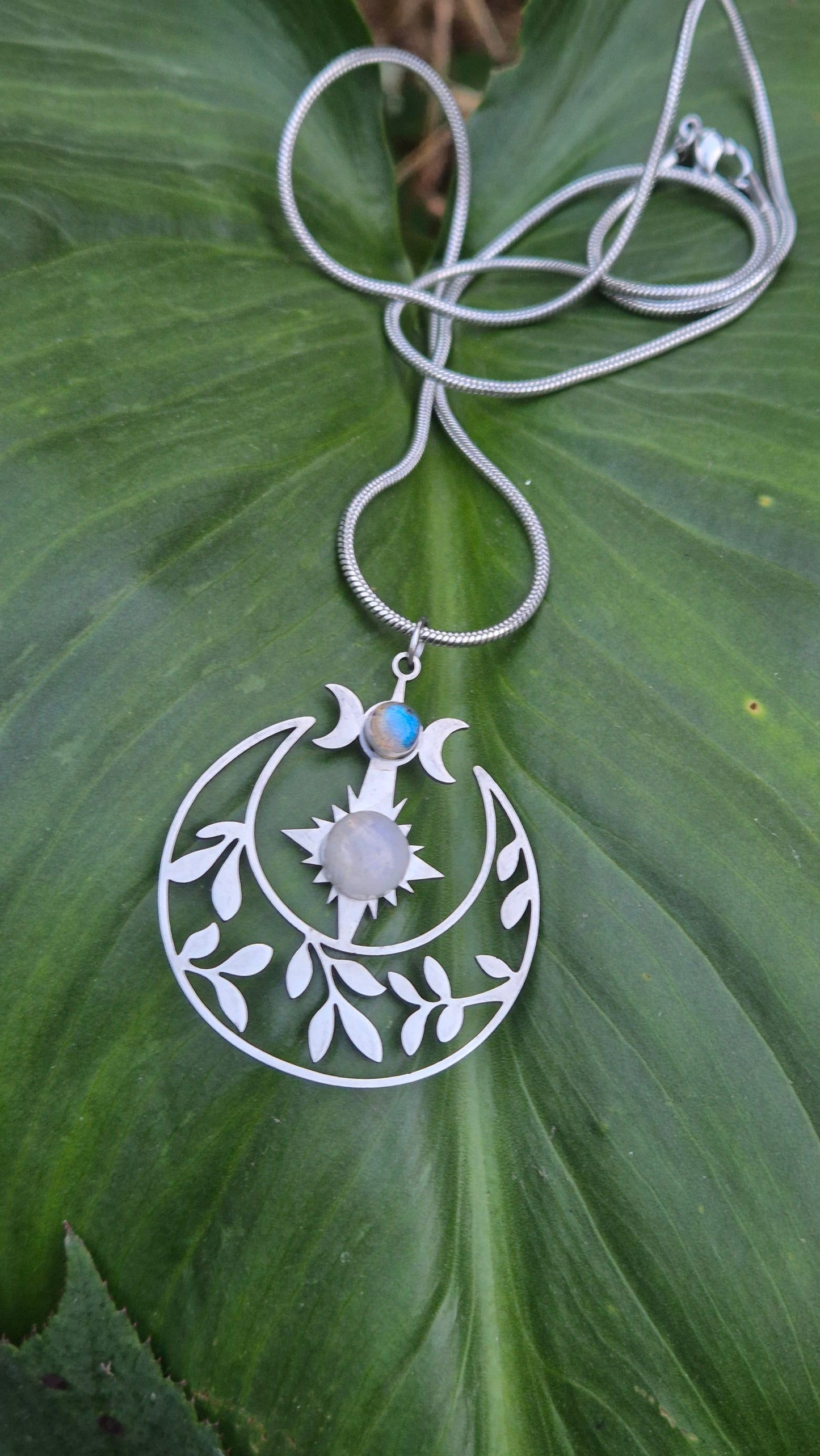 Triple Moon Necklace | Moonstone and Labradorite
