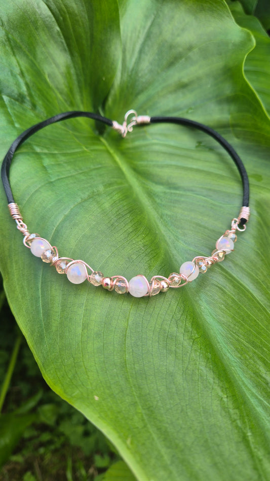 Selene Noir | Rose Quartz Choker Necklace