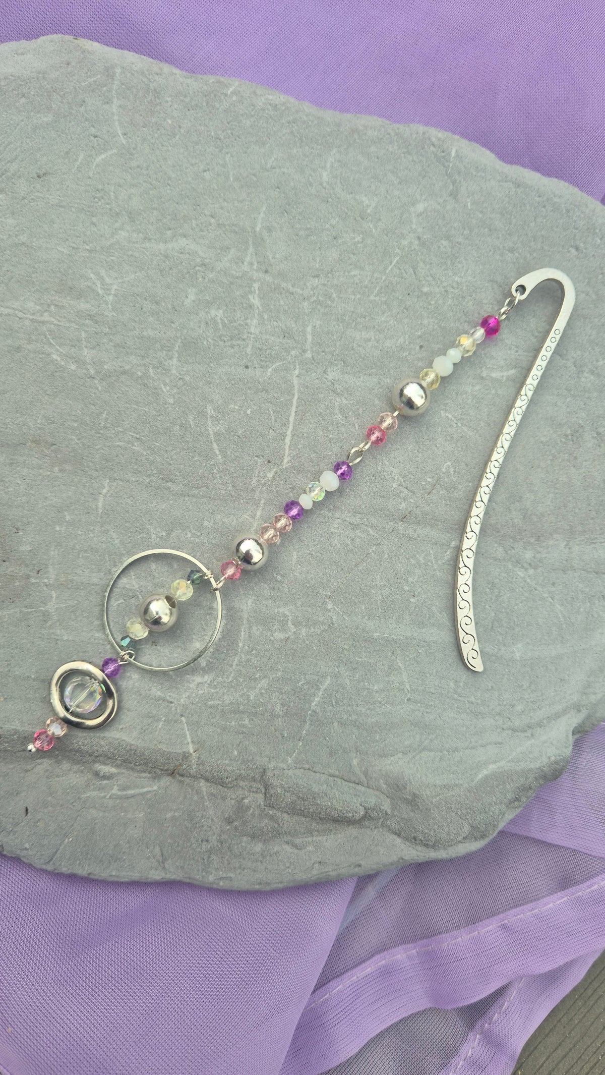 Silver Aurora Beaded Bookmark