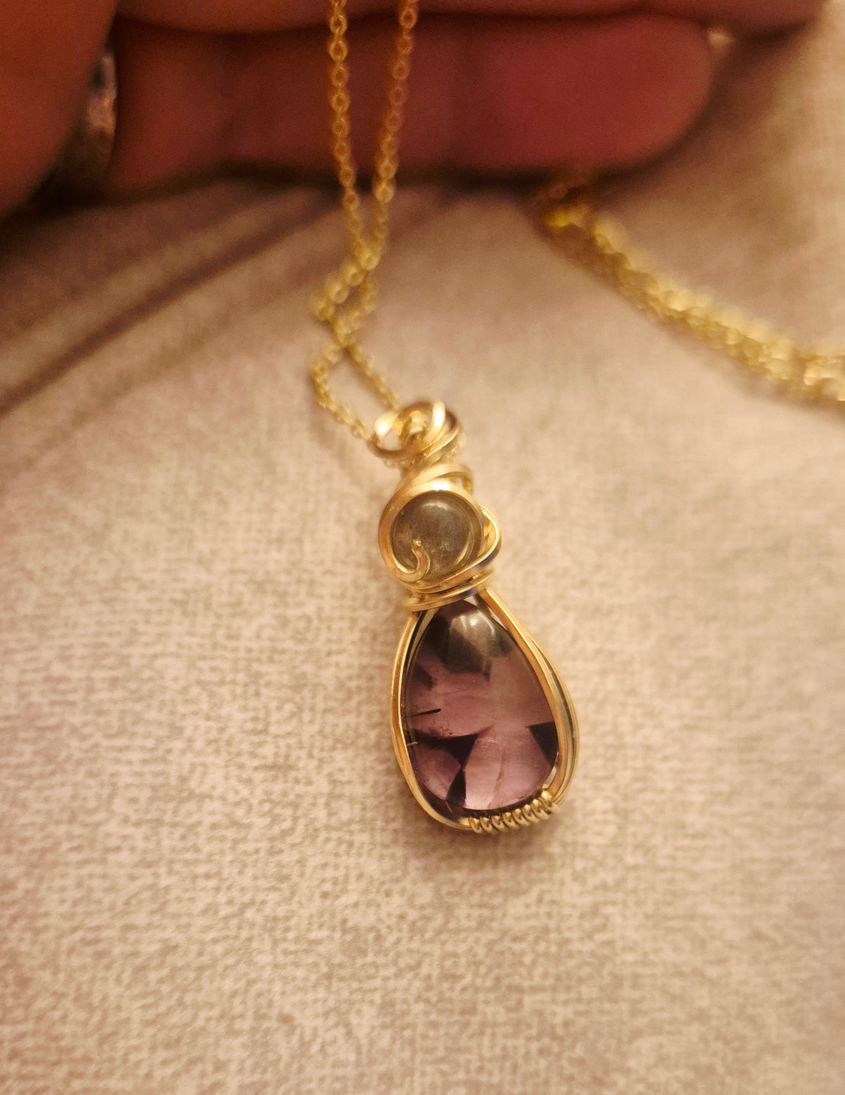 Trapiche Amethyst Necklace – Hand Wire-Wrapped Gold-Filled Pendant