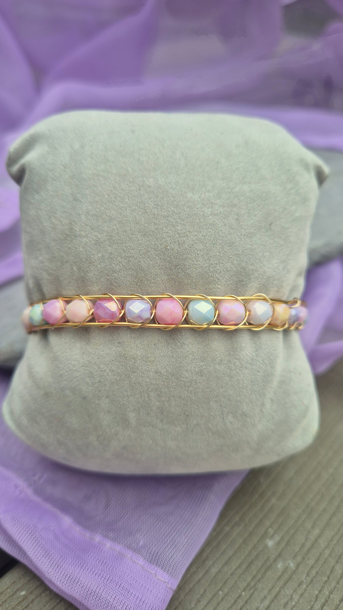 Pastel Rainbow Wire-Wrapped Bracelet – Candy Colours
