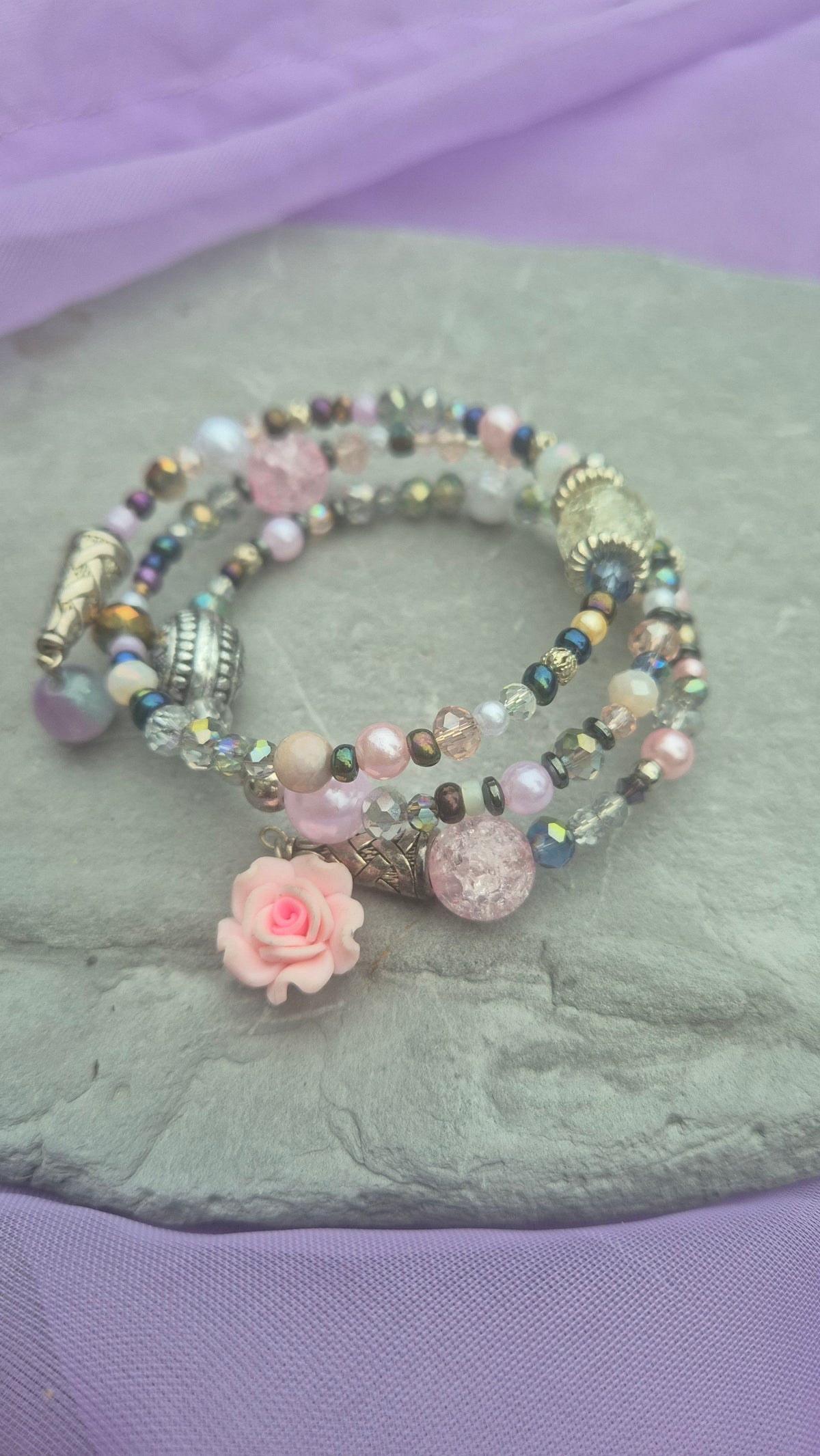 Rose Garden Memory Wire Bracelet