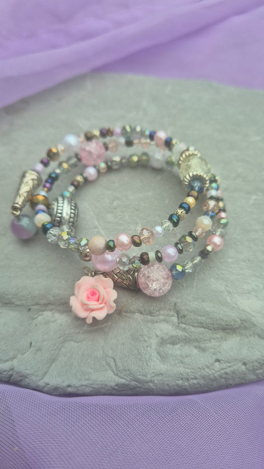 Rose Garden Memory Wire Bracelet