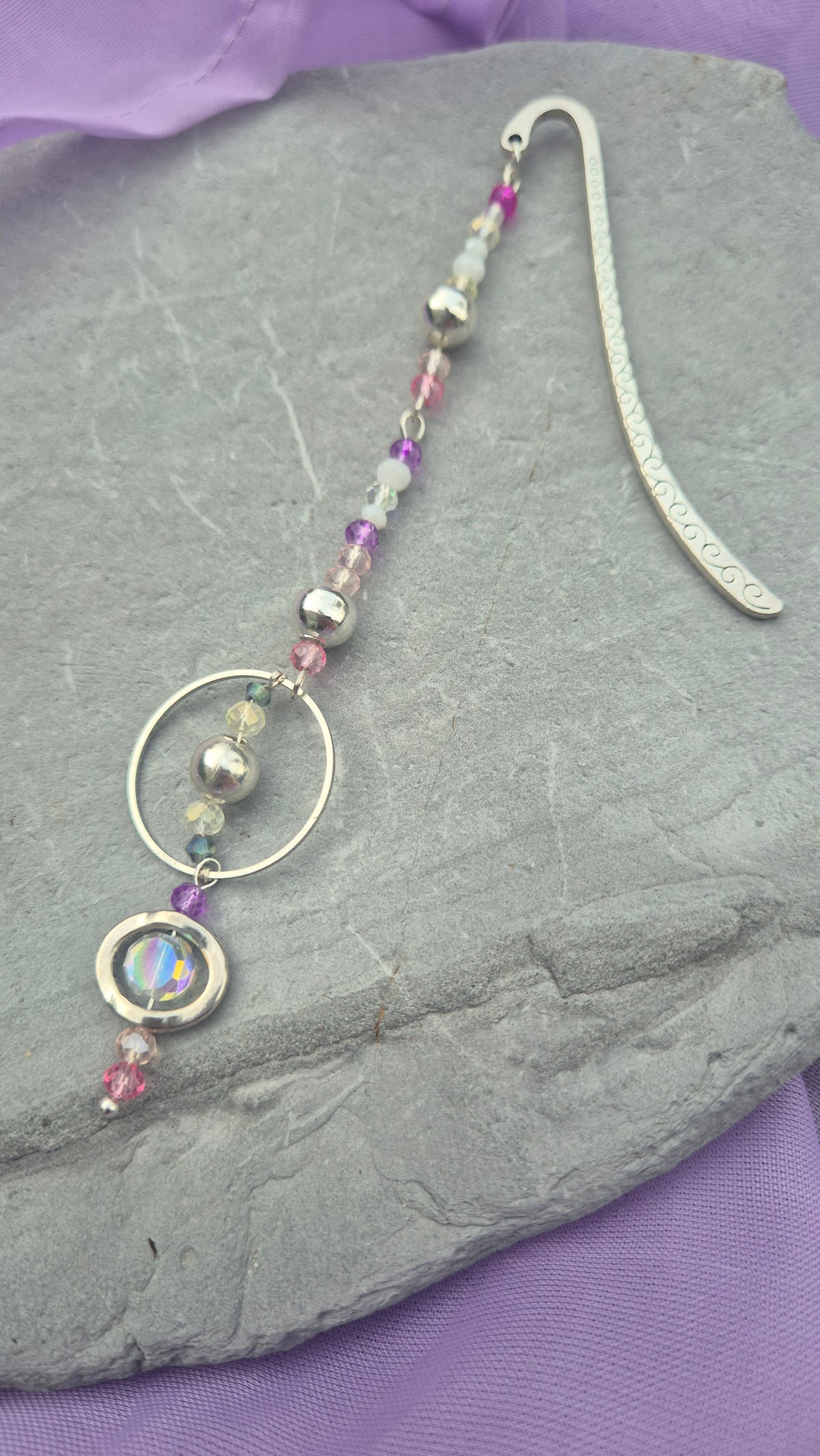 Silver Aurora Beaded Bookmark
