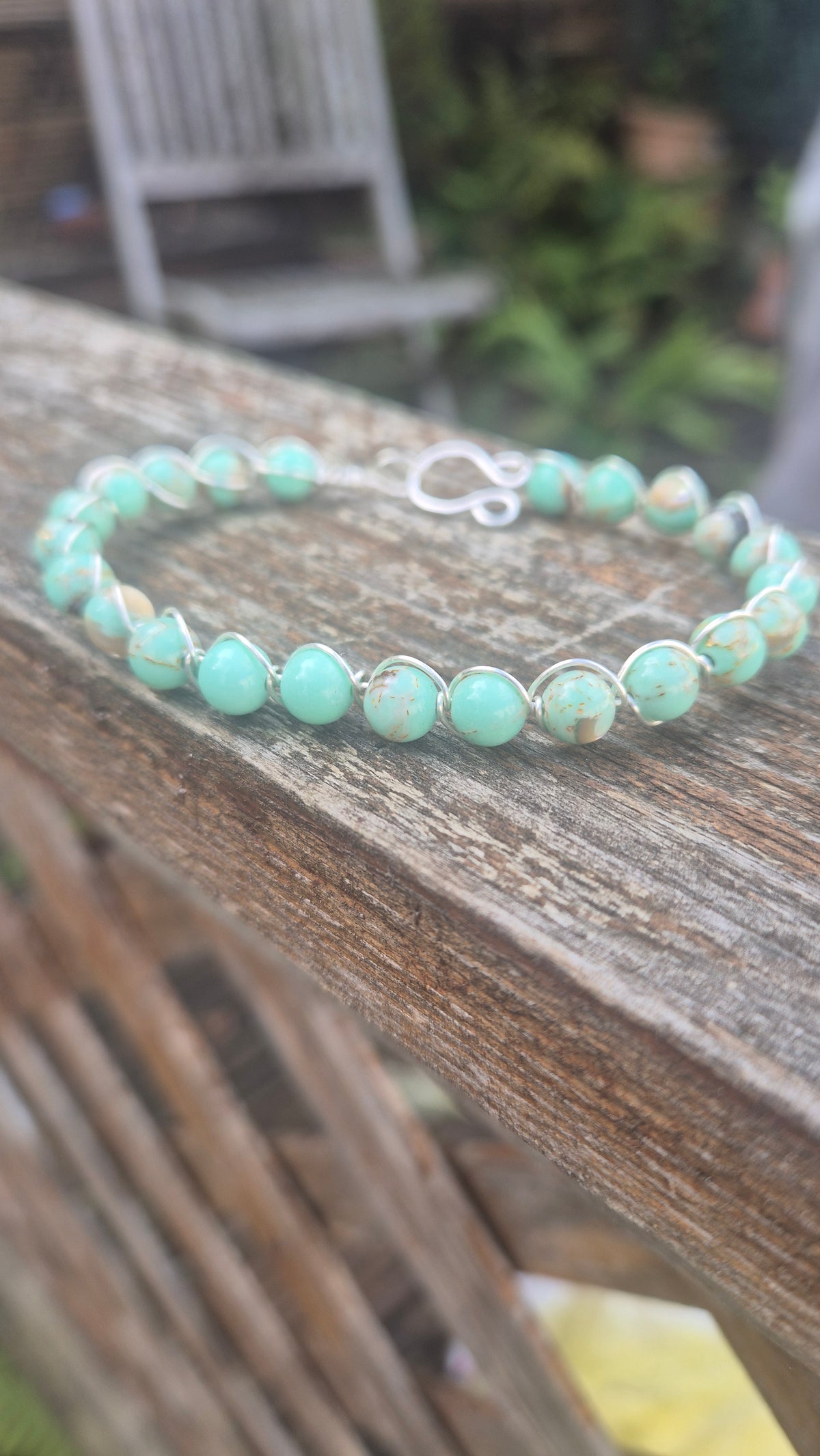 Green Imperial Jasper Silver Bracelet
