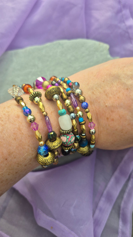 Bohemian Jewel Memory Wire Bracelet
