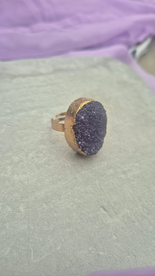 Purple Druzy Ring