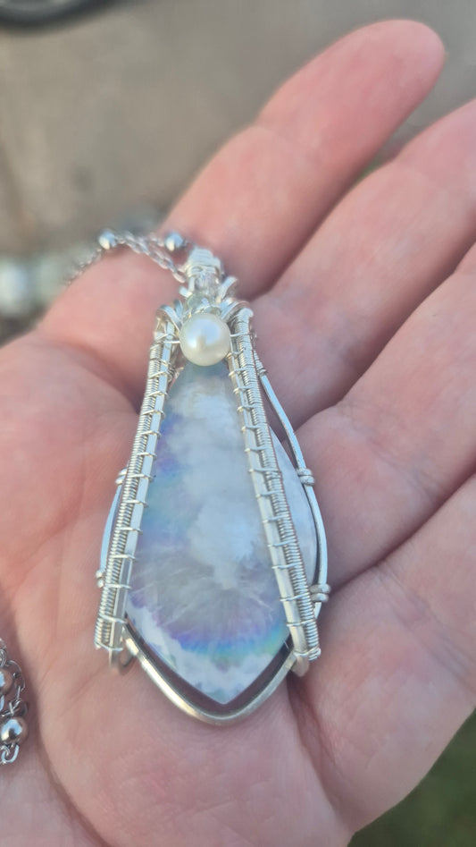 Sky Agate and Pearl Necklace