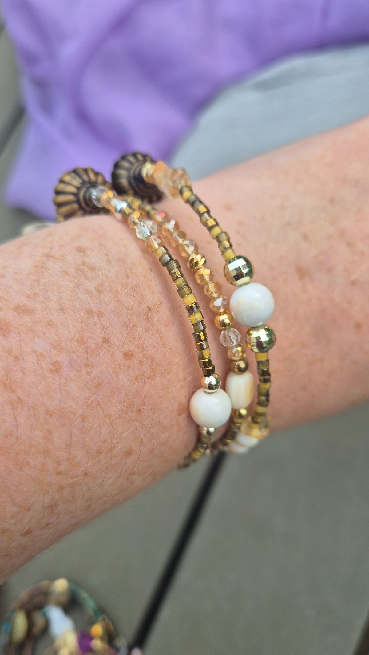 Golden Feather Memory Wire Bracelet