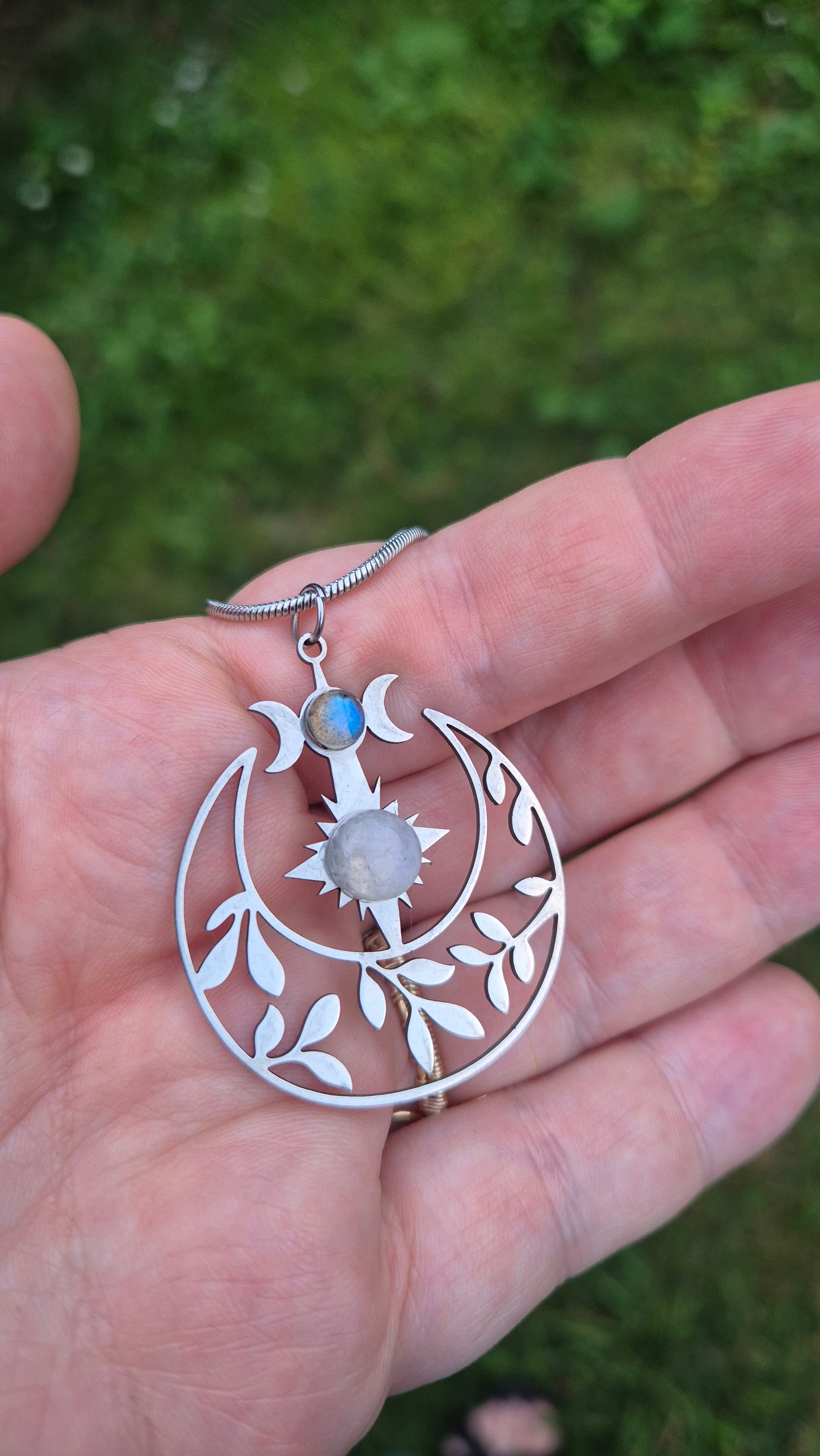 Triple Moon Necklace | Moonstone and Labradorite