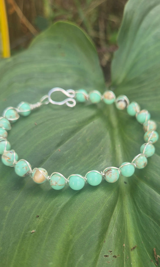 Green Imperial Jasper Silver Bracelet