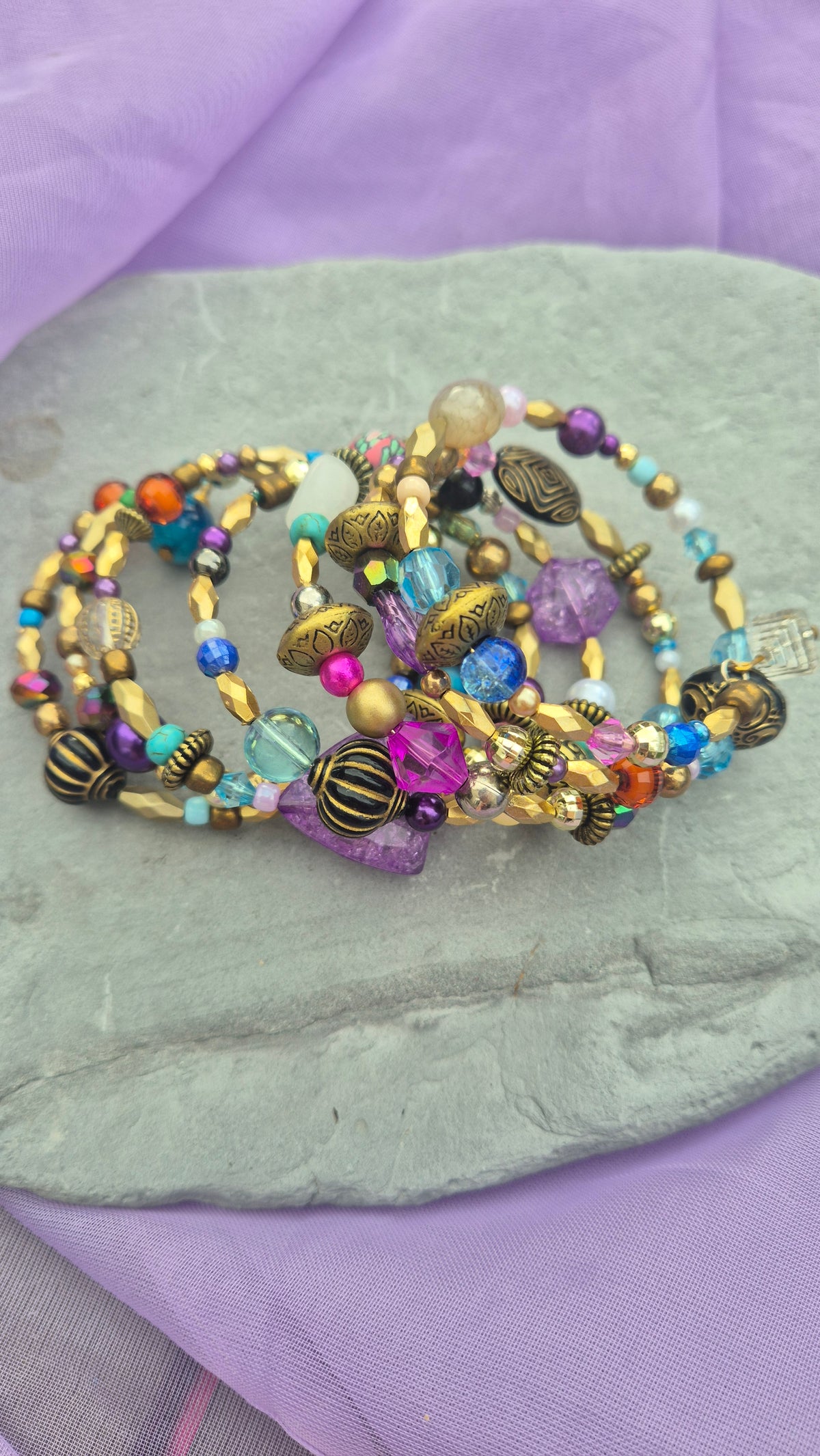 Bohemian Jewel Memory Wire Bracelet