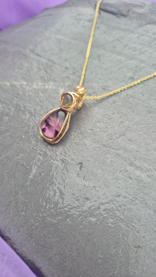 Trapiche Amethyst Necklace – Hand Wire-Wrapped Gold-Filled Pendant