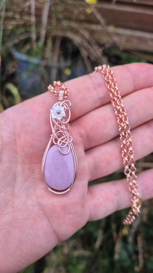 Phosphosiderite Pendant  Necklace in Rose Gold