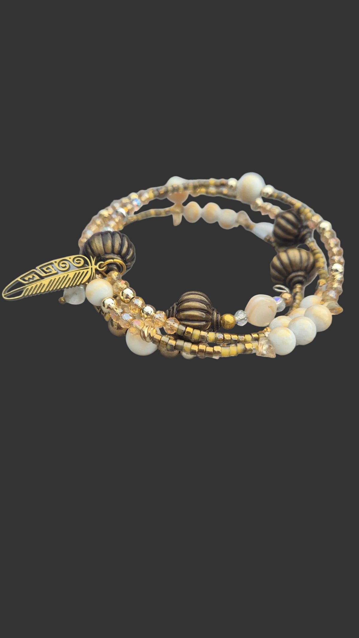 Golden Feather Memory Wire Bracelet