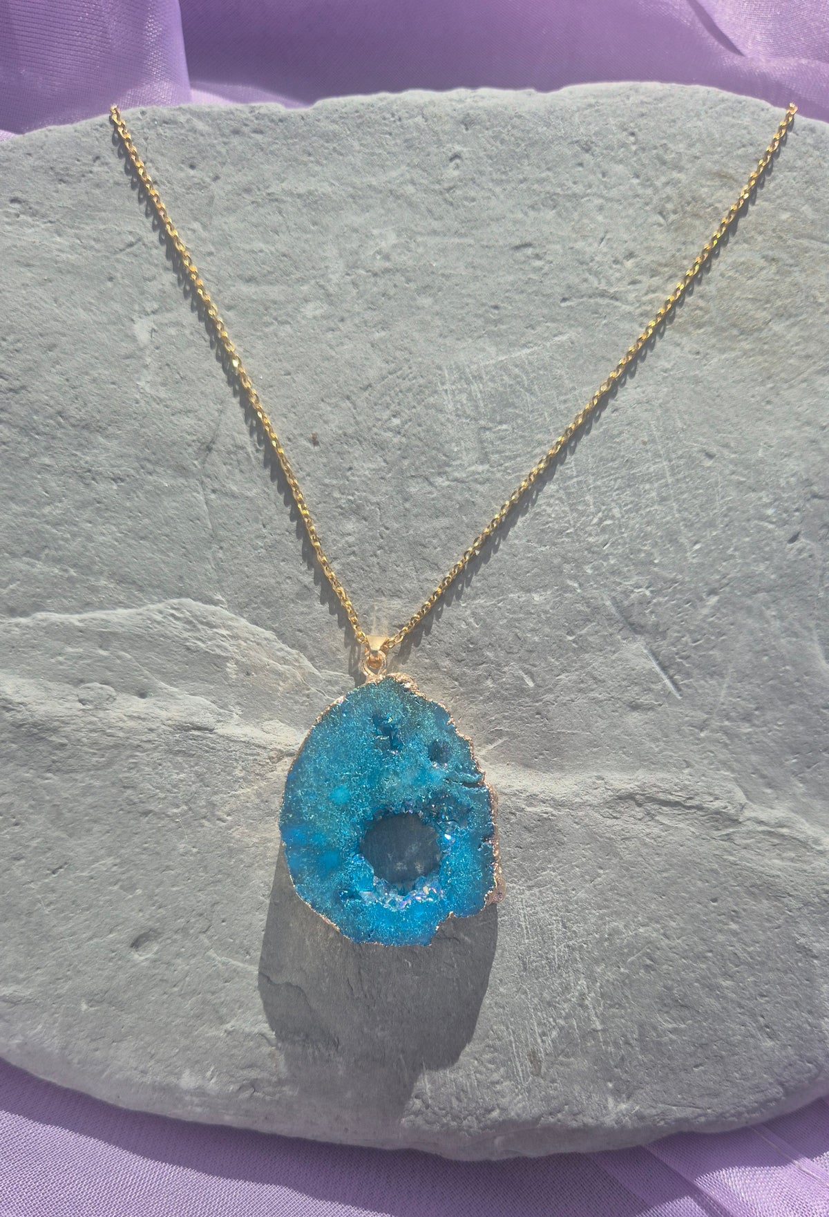 Titanium Druzy Pendant Necklace