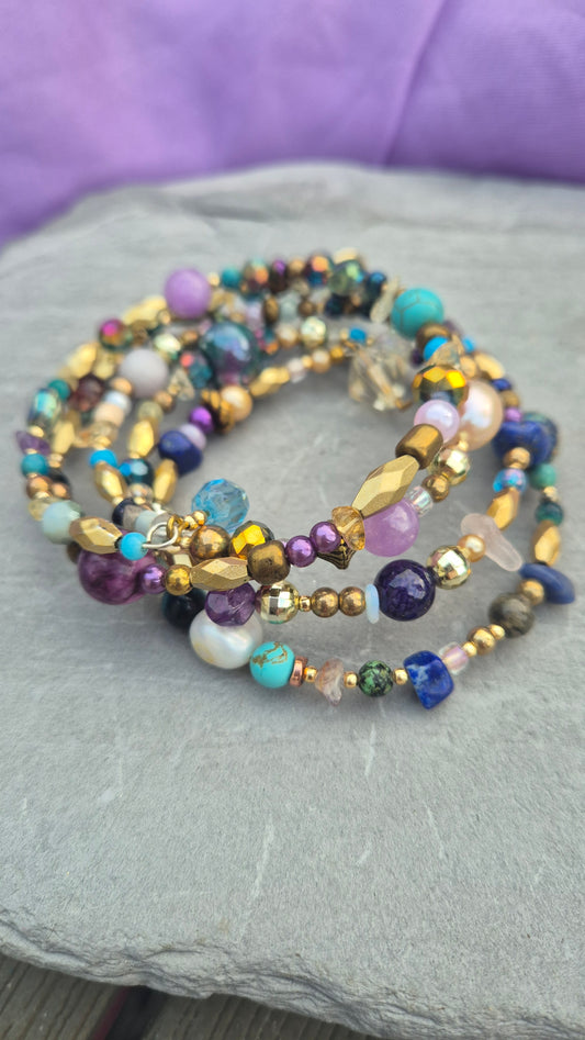 Jewel Tones Memory Wire Bracelet