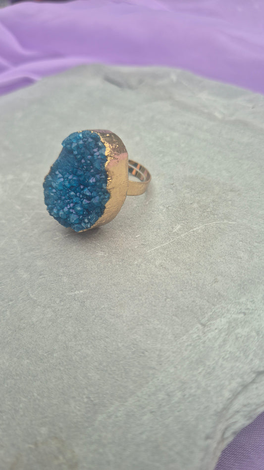 Teal Blue Druzy Ring