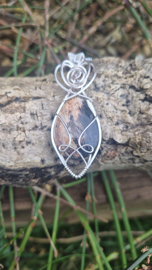 Fossilised Palm Root Pendant | Handmade Wire Wrapped Necklace | Daonna Designs
