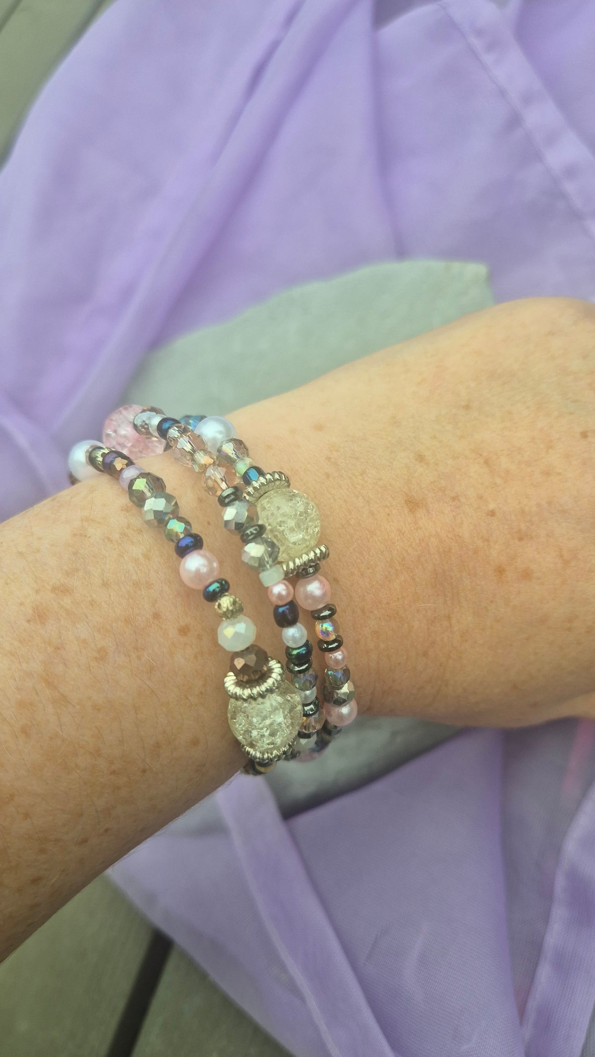 Rose Garden Memory Wire Bracelet