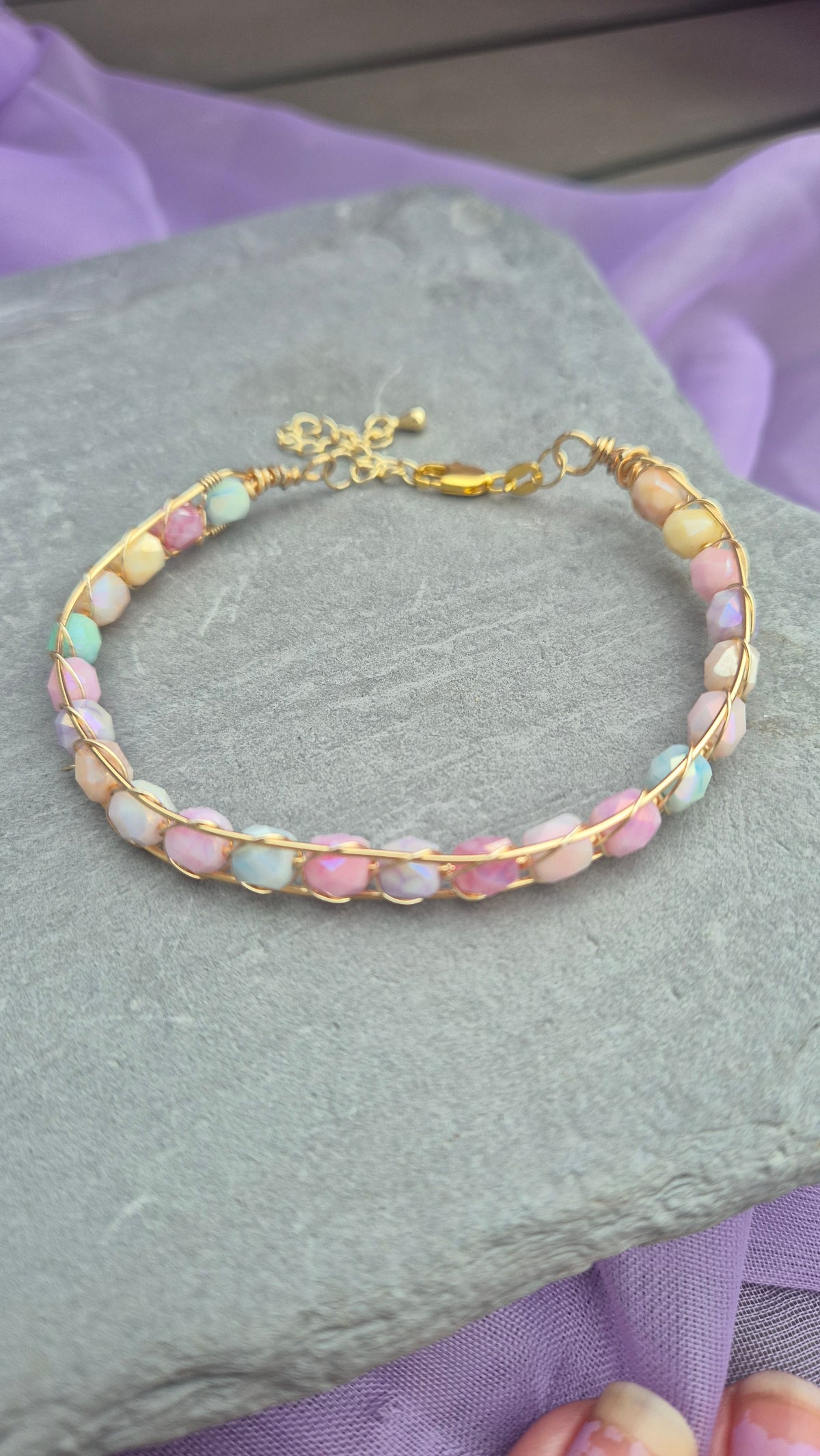 Pastel Rainbow Wire-Wrapped Bracelet – Candy Colours