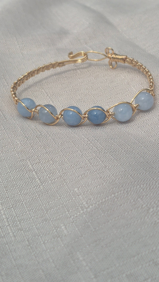 Aquamarine Gold Weaved Bracelet