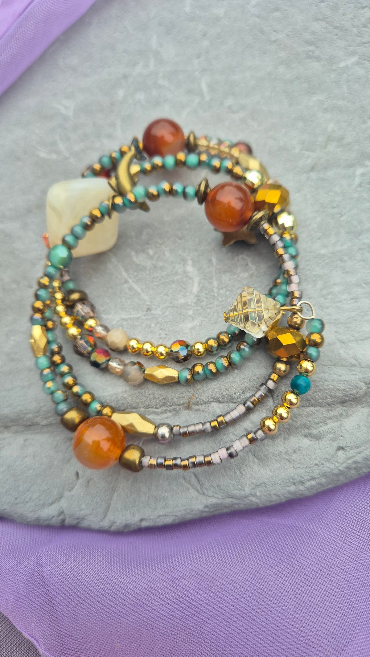 Coastal Treasures Memory Wire Bracelet