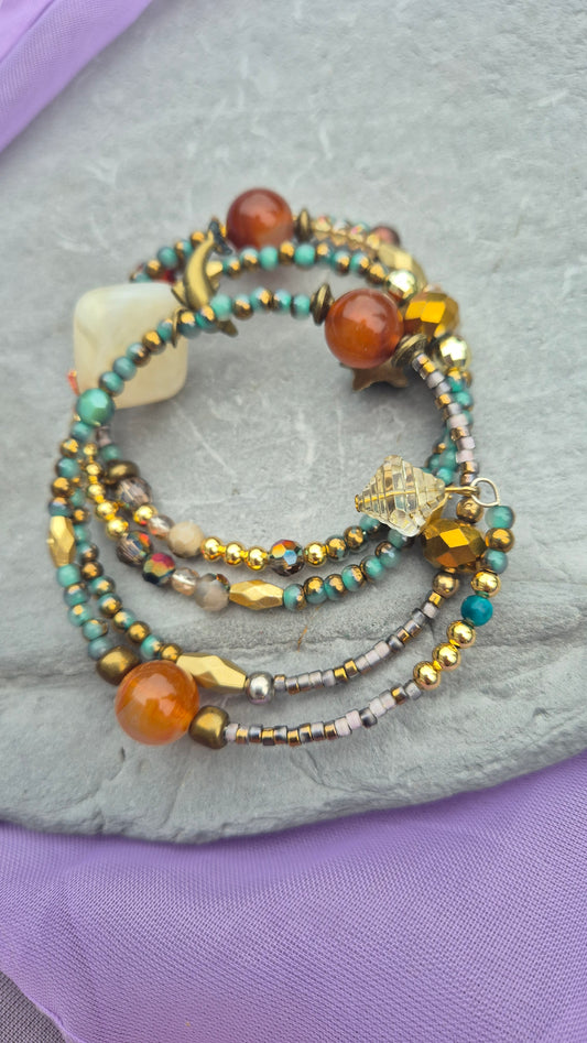Coastal Treasures Memory Wire Bracelet