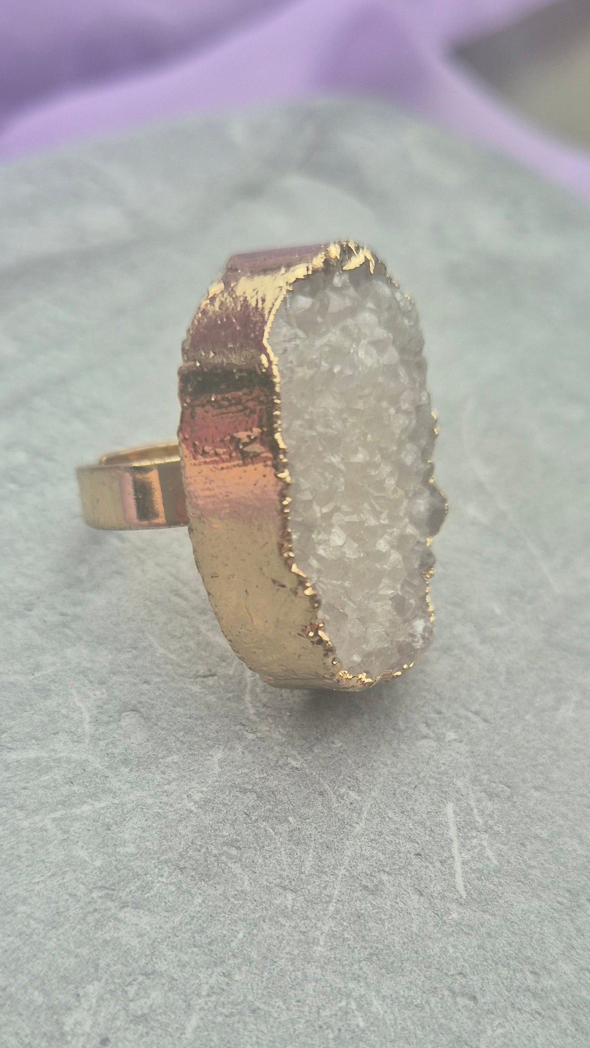 White Druzy Ring