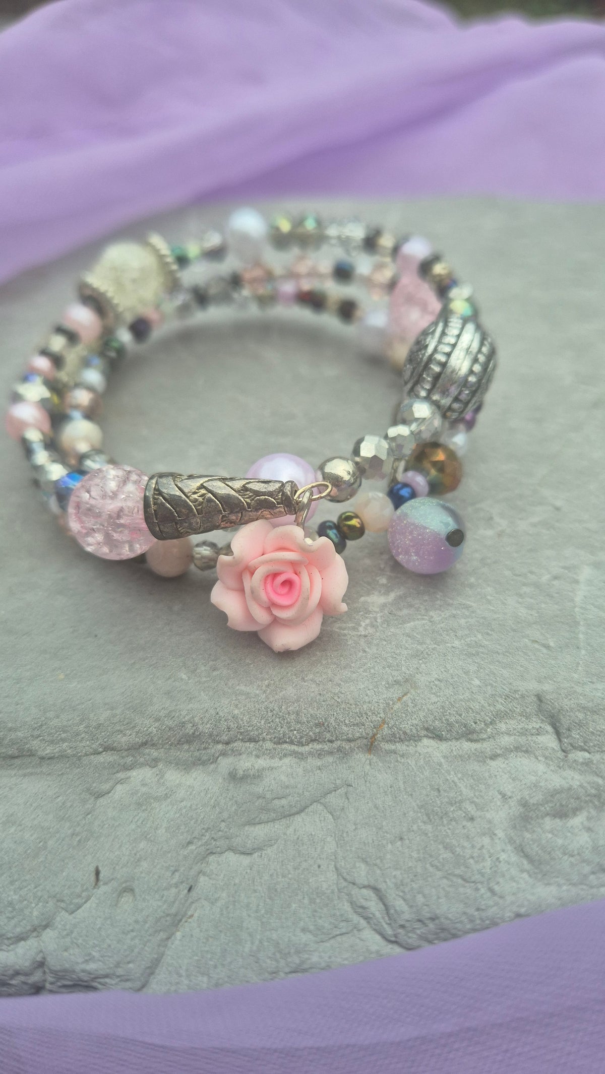 Rose Garden Memory Wire Bracelet