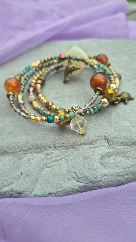 Coastal Treasures Memory Wire Bracelet