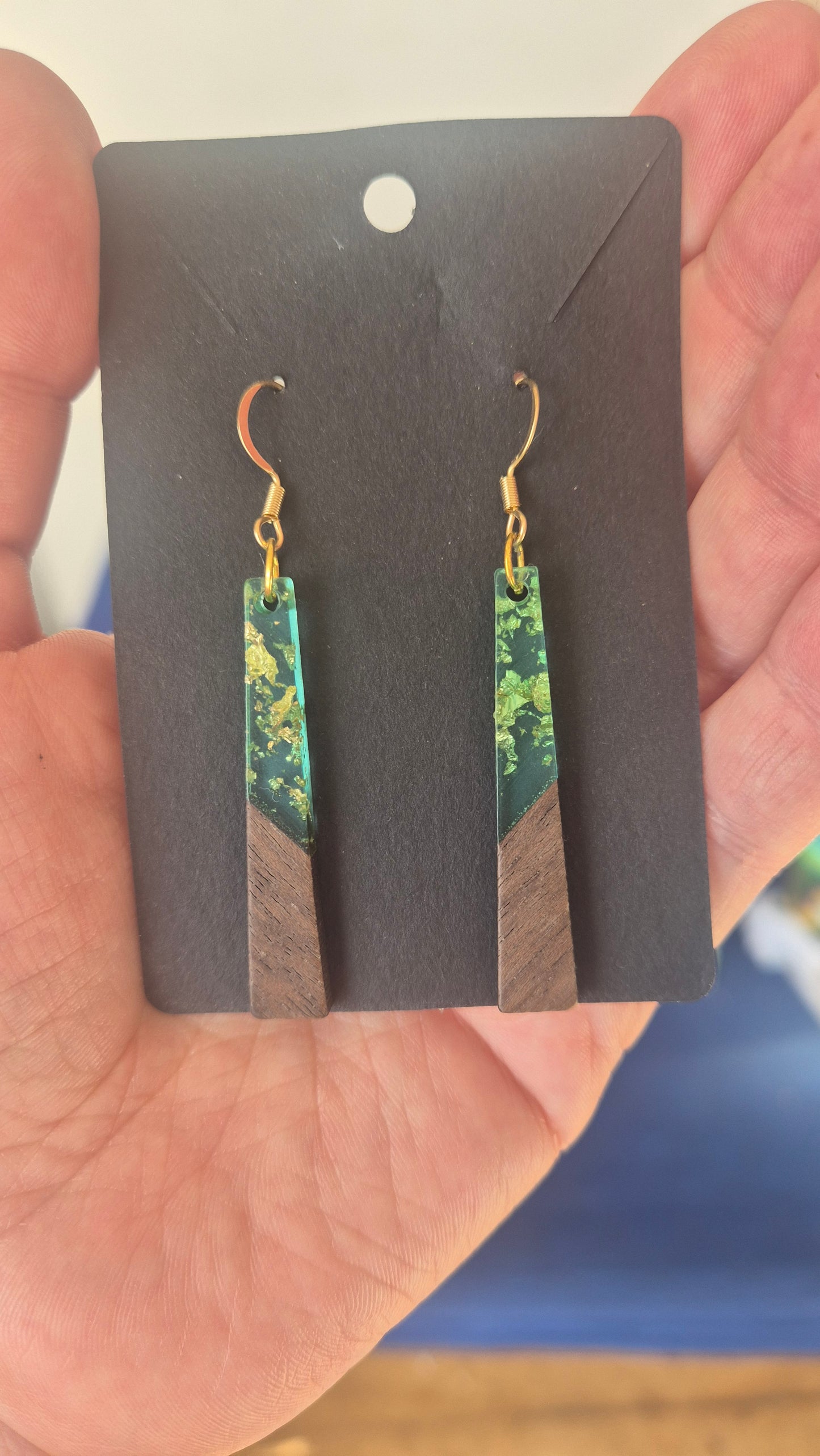 Gráinne Earrings – Resin & Wood Statement Drops