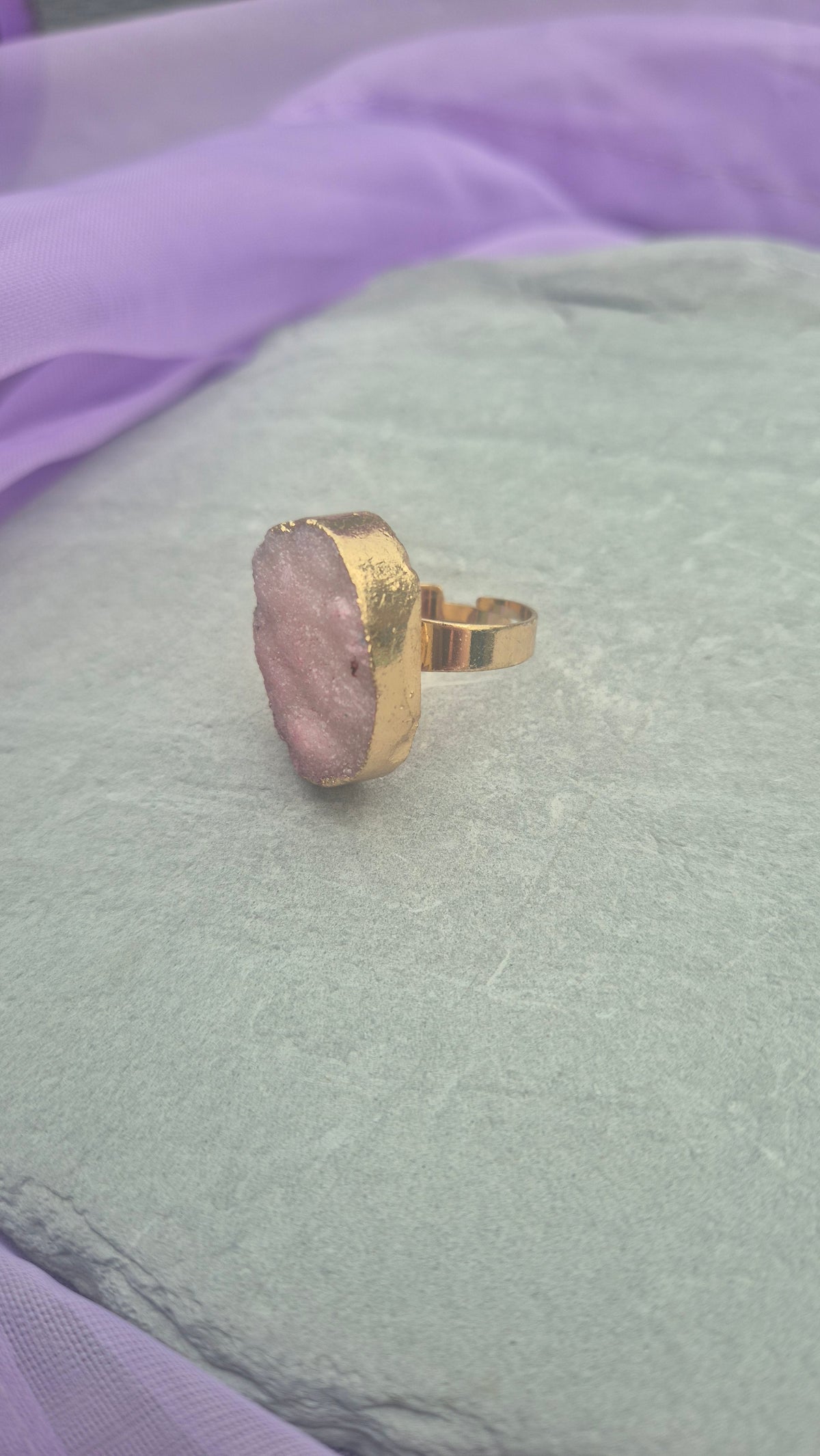 Pink Druzy Ring