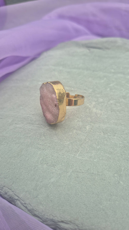 Pink Druzy Ring