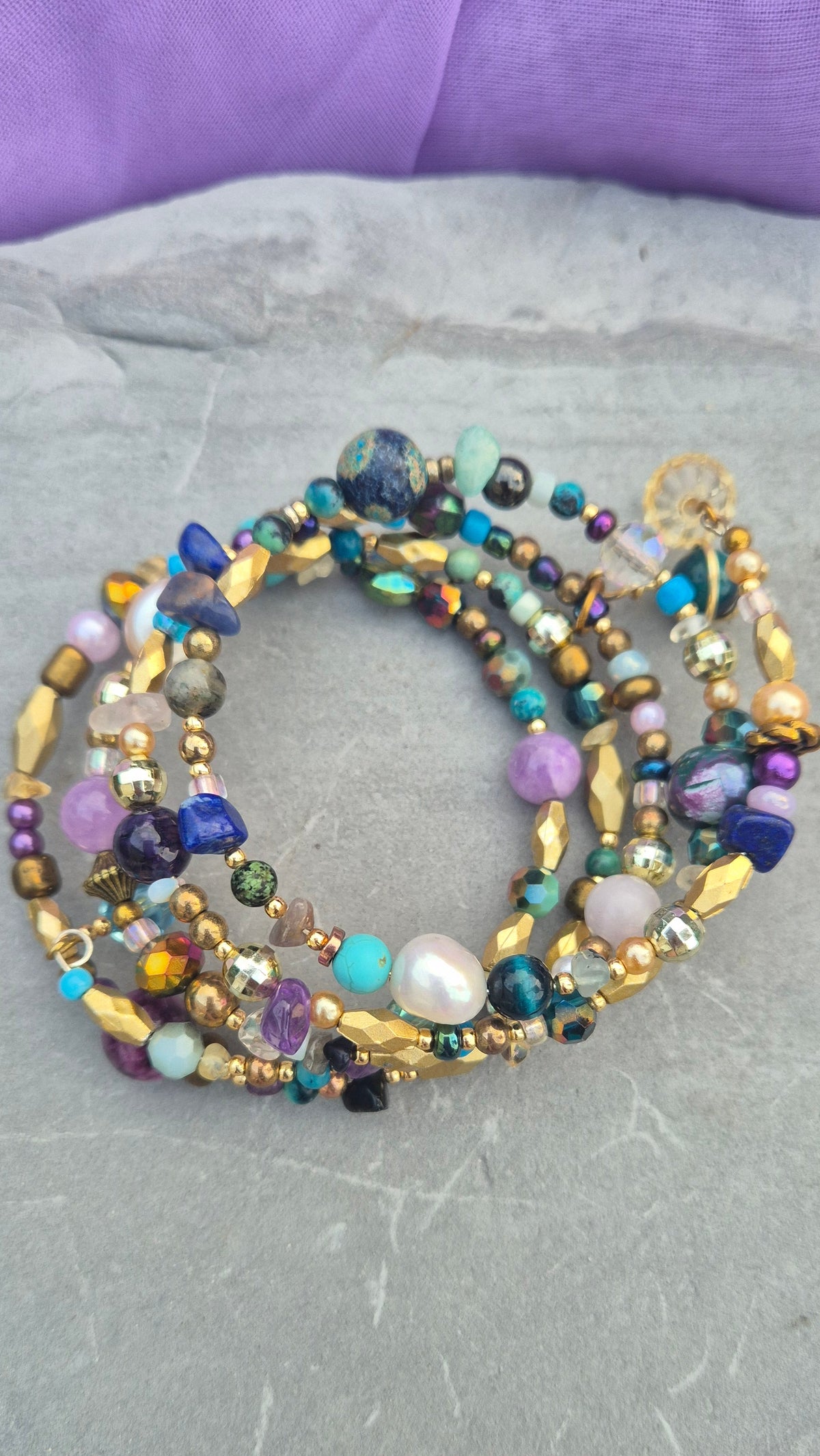Jewel Tones Memory Wire Bracelet