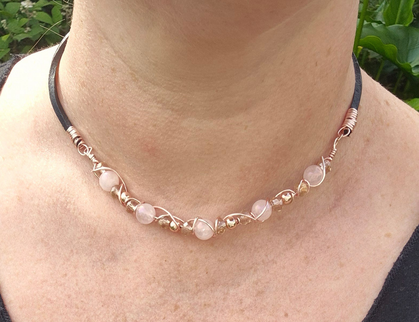 Selene Noir | Rose Quartz Choker Necklace