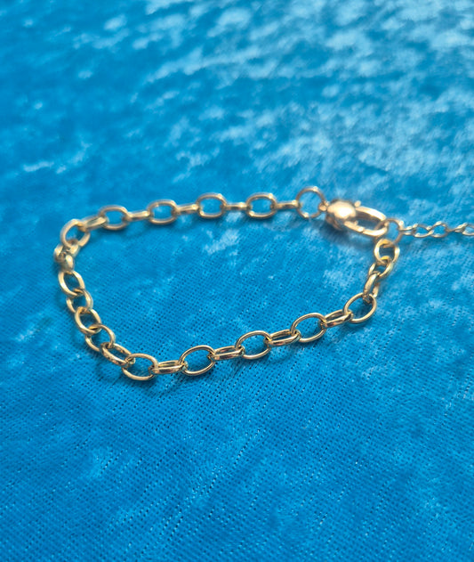 18K Gold Filled Curb Chain Bracelet | Adjustable Gold Bracelet